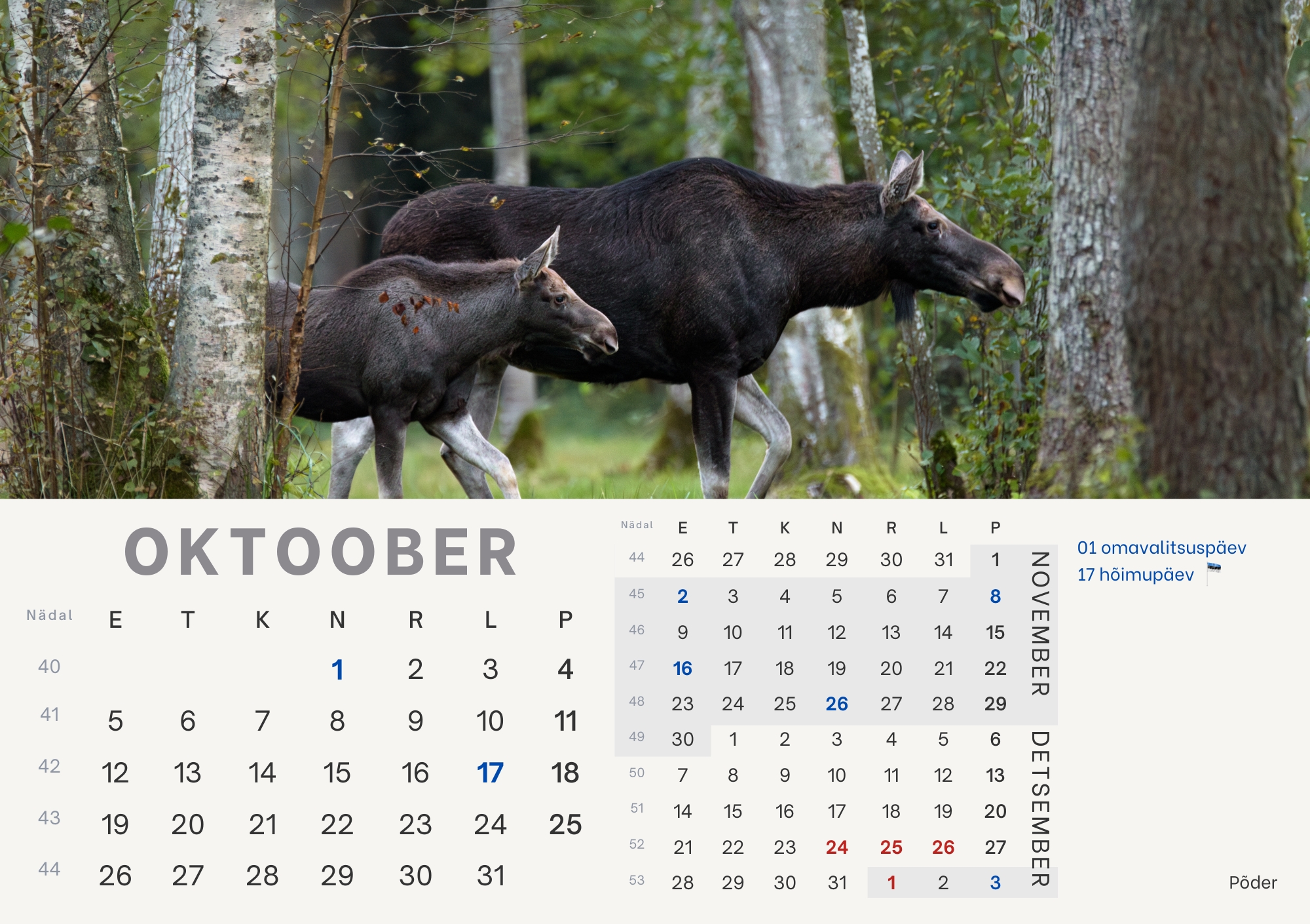 Loomade lauakalender 2026