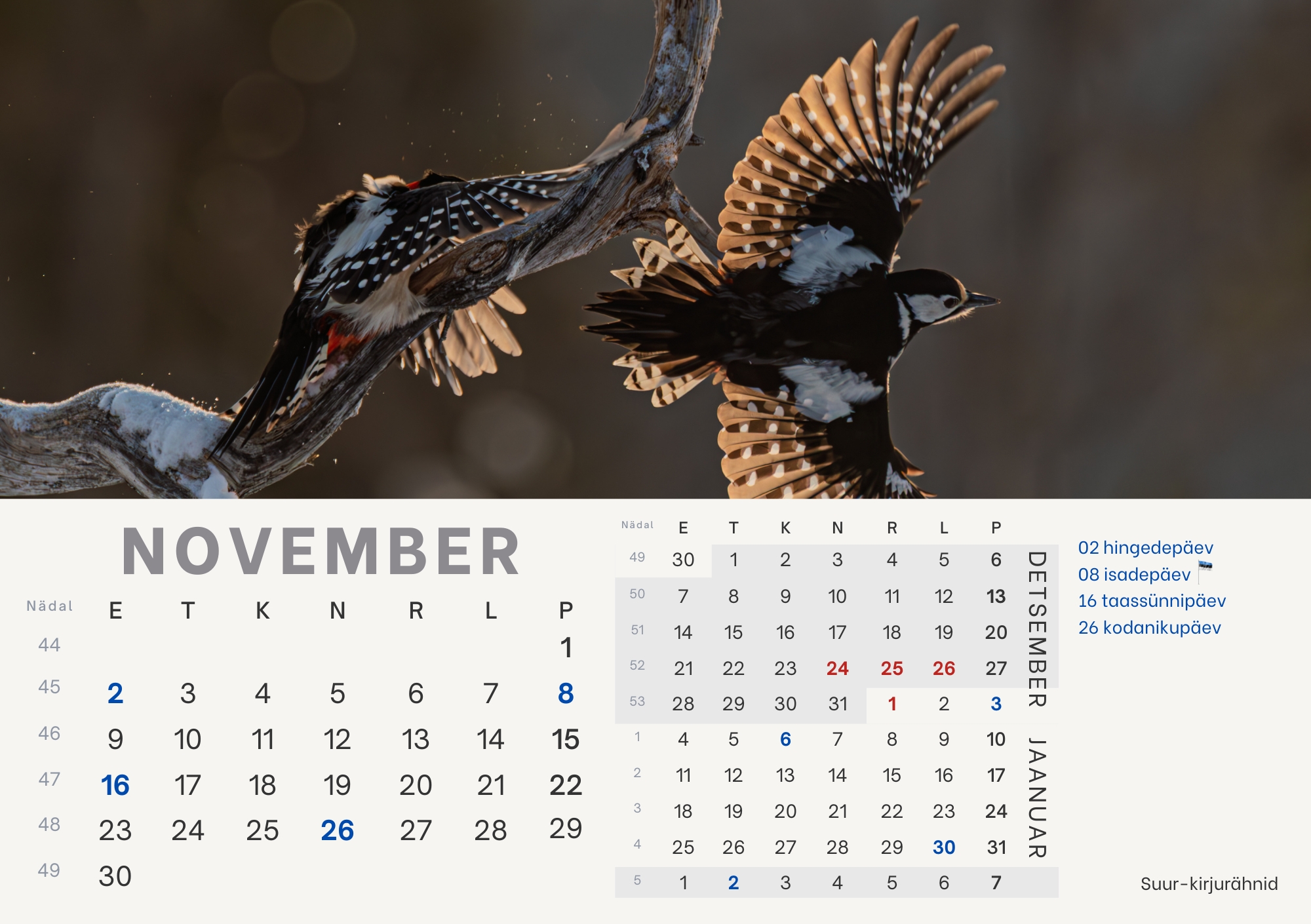 Loomade lauakalender 2026