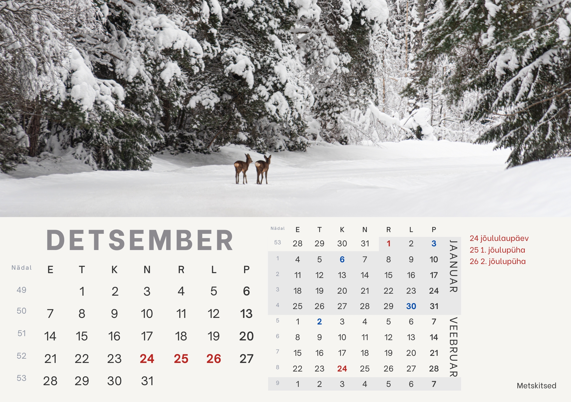 Loomade lauakalender 2026