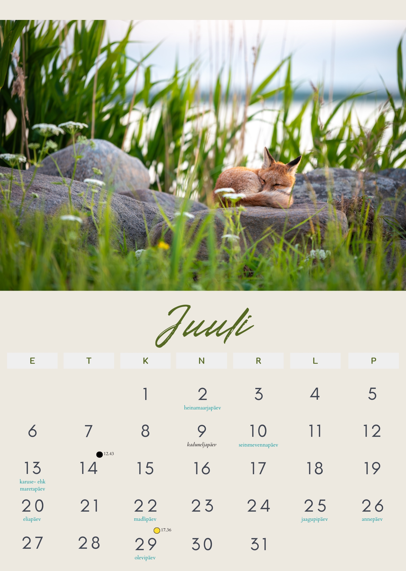 Loomade kalender 2026